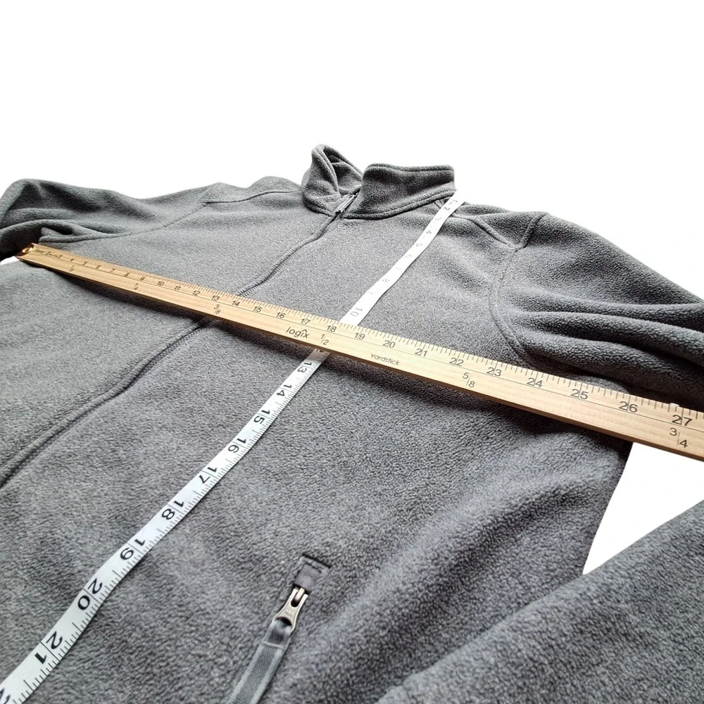 Lands' End Mens XL ThermaCheck Fleece Jacket Gray Full Zip Mock Neck 46-48‎